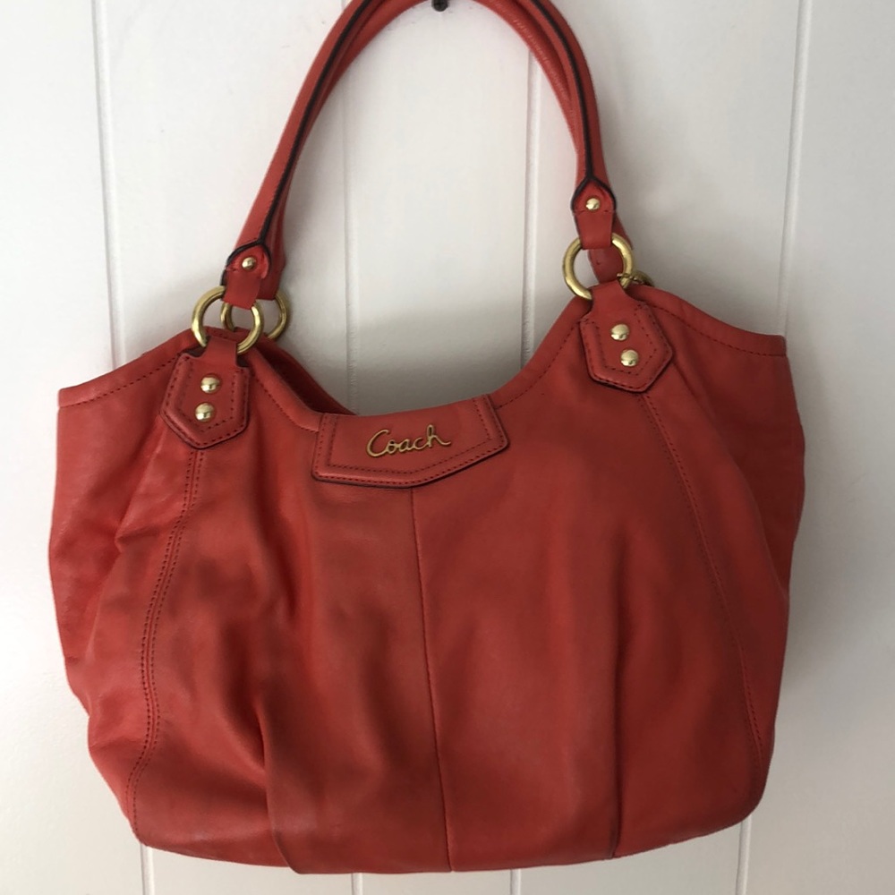 Coach coral leather bag
